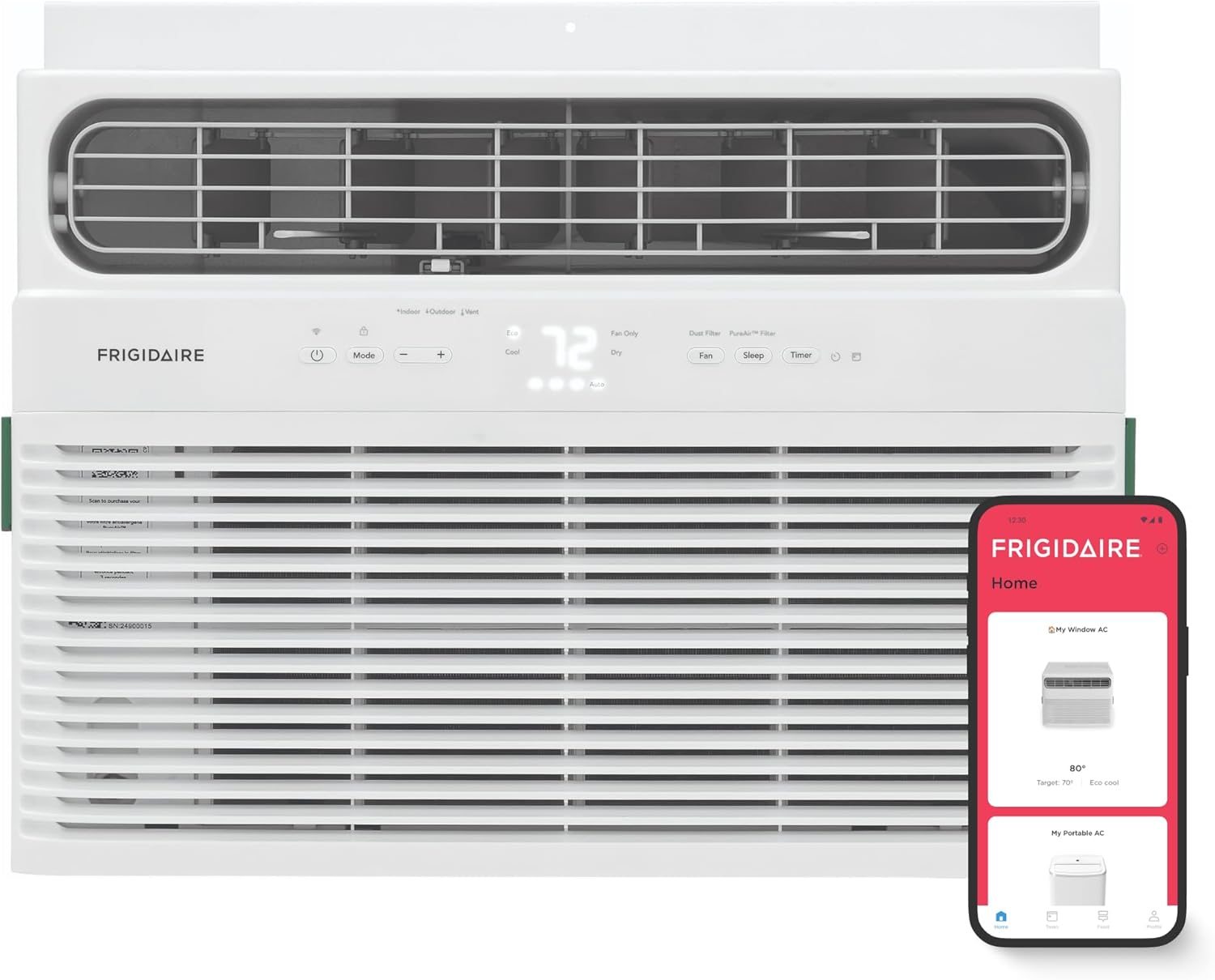 Frigidaire 10,000 BTU Smart Window Air Conditioner with Wi-Fi, Cools Up to 450 Sq. Ft., Remote Control, Quiet Operation, Eco Mode, 3 Fan Speeds, White