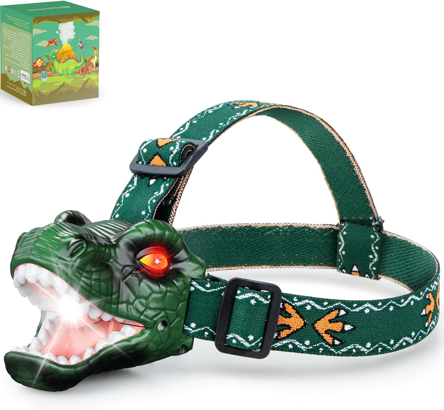LED Dinosaur Headlamp for Kids, Children's Toy Flashlight T-Rex Dinosaur Toys for Age 3 4 5 6 7 8 9 Years Old Kids, Camping Hiking Gear for Boys Girls