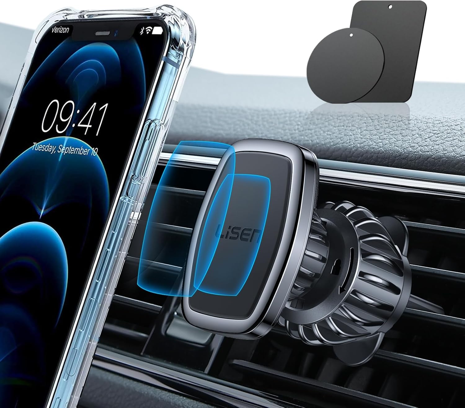 LISEN Magnetic Phone Holder for Car, Car Phone Holder Magnetic with Upgraded Clip & Ultra 6 Strong Magnets, Magnetic Car Phone Mount Magnet for Car Automobile Cradles, Soporte de Telefono para carro