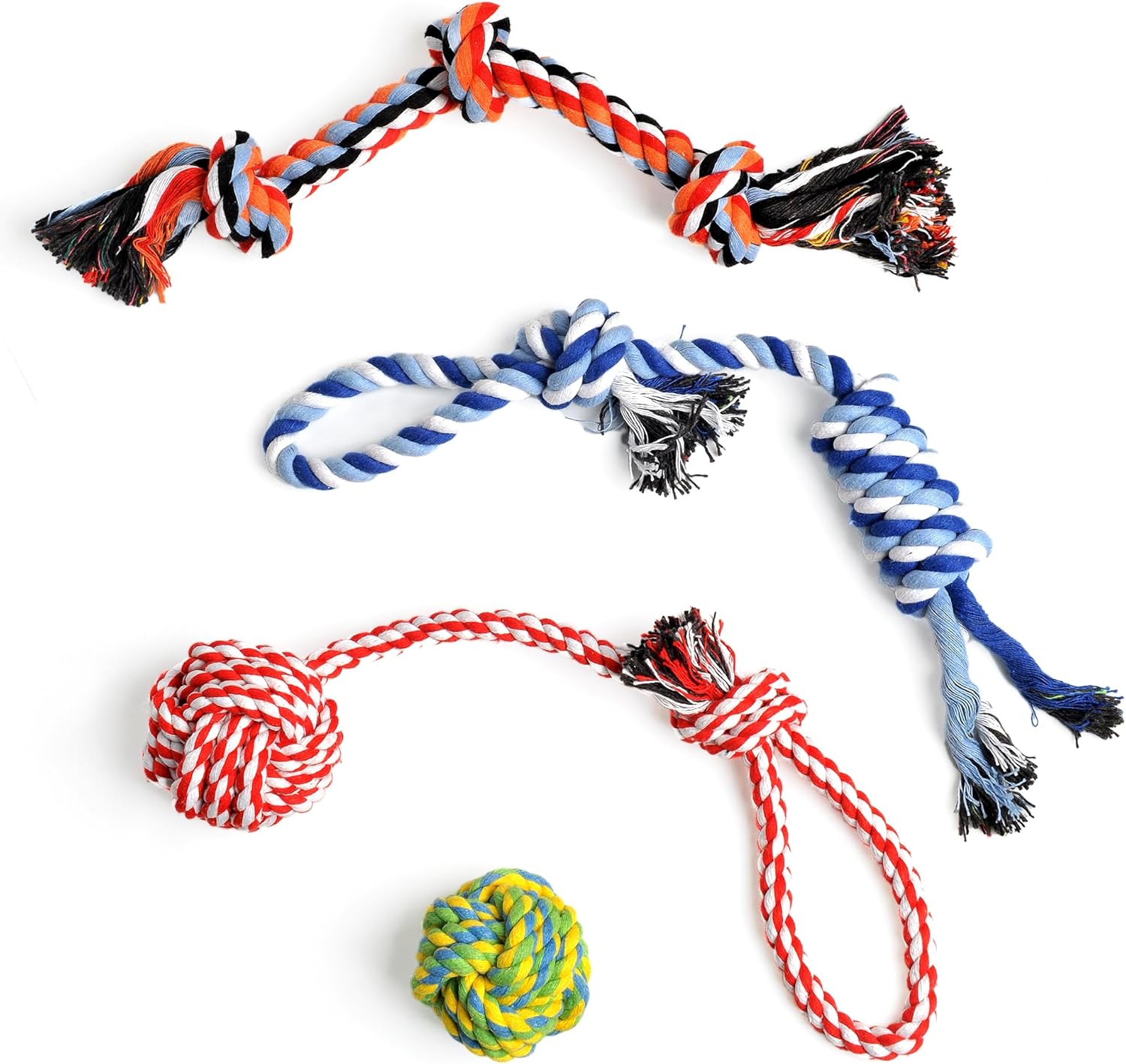TwoEar Dog Rope Toy 4 Pack - Puppy Teething Toys for Small Breed | Indestructible Dog Chew Toys for Aggressive Chewers - Cotton Tug of War Dog Toys for Boredom, Teeth Clean