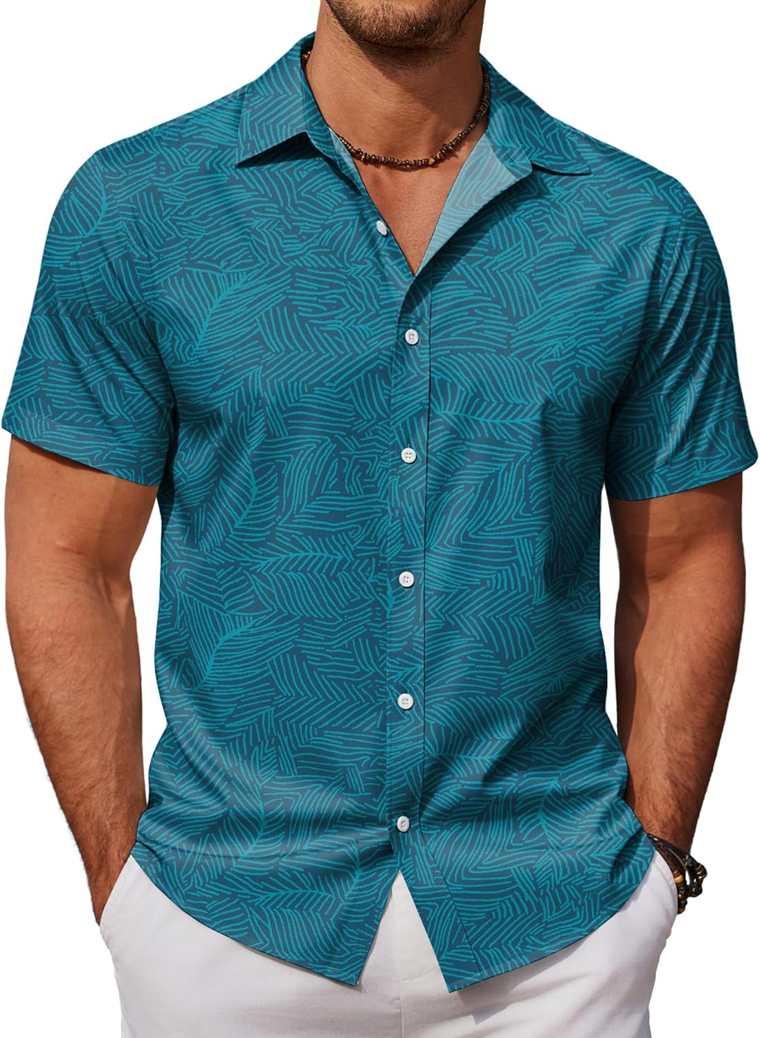 COOFANDY Mens Hawaiian Shirts Short Sleeve Button Down Aloha Shirt Casual Beach Clothes
