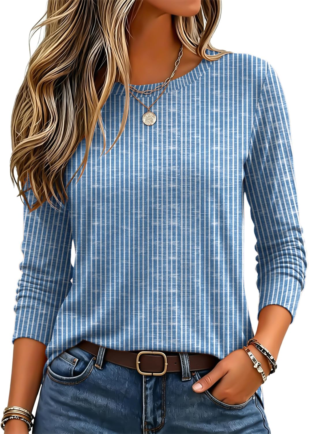 Zeagoo Women's Casual Shirts Long Sleeve Tops Soft Crewneck Tshirts Basic Tee Business Workout Outfit 2026 Fall Clothes