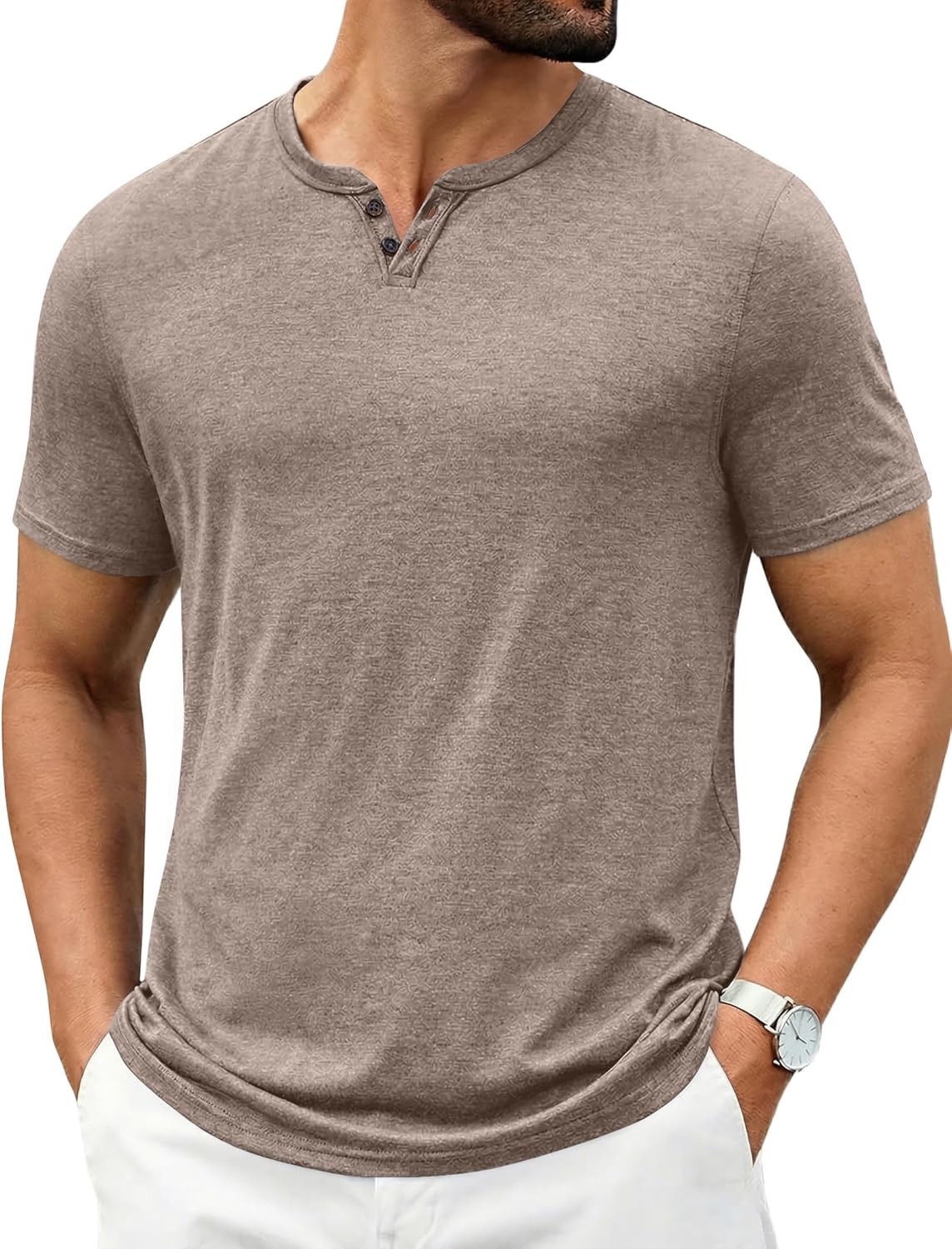 COOFANDY Men's T Shirts Short Sleeve Casual V Neck T-Shirt Soft Notch Neck Tee Classic Plain Shirts