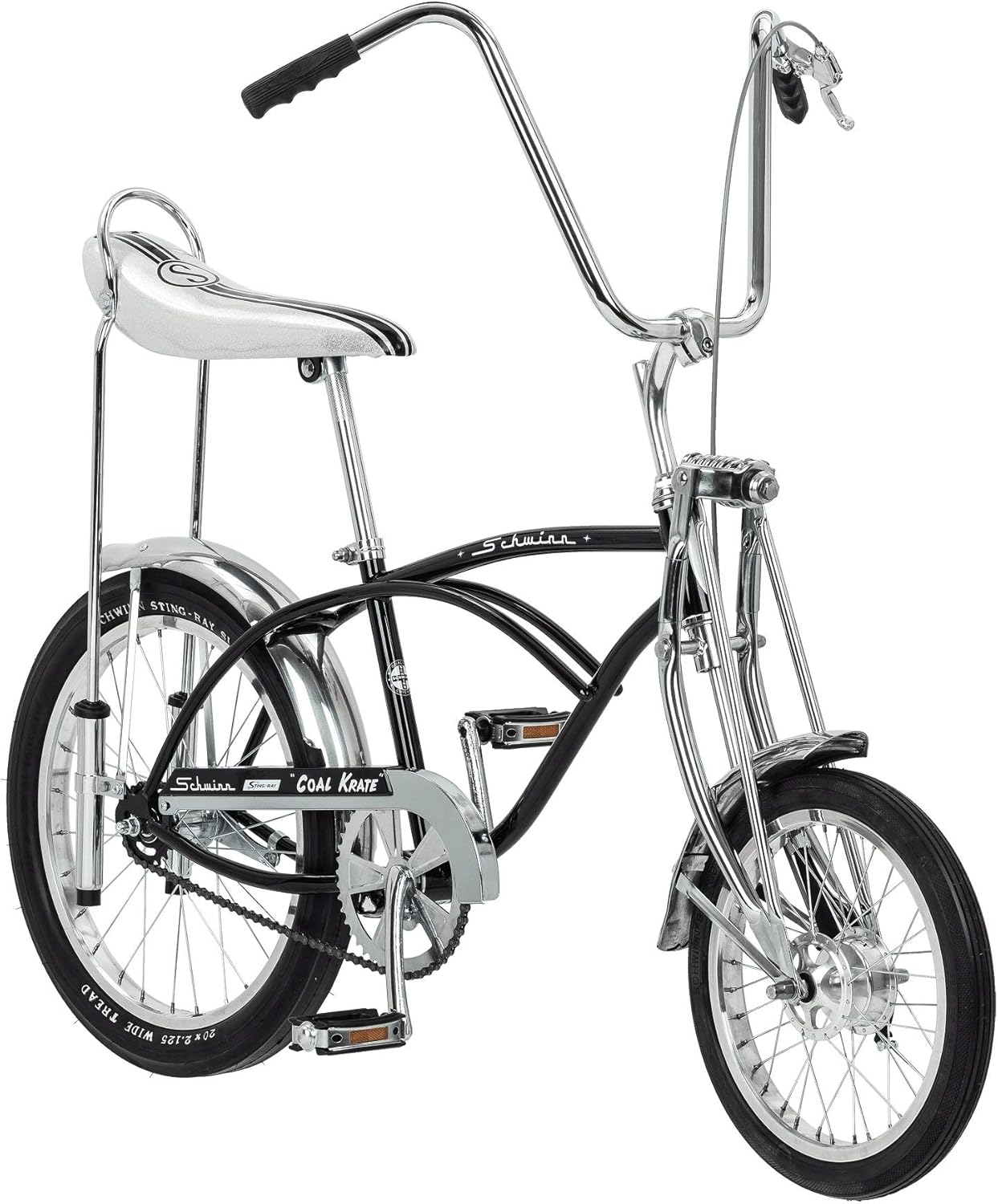 Schwinn Krate Classic Sting-Ray Bike, Bike for Kids or Adults, Steel Frame & Springer Fork, Fenders, Single Speed, Coaster Brake, Grape