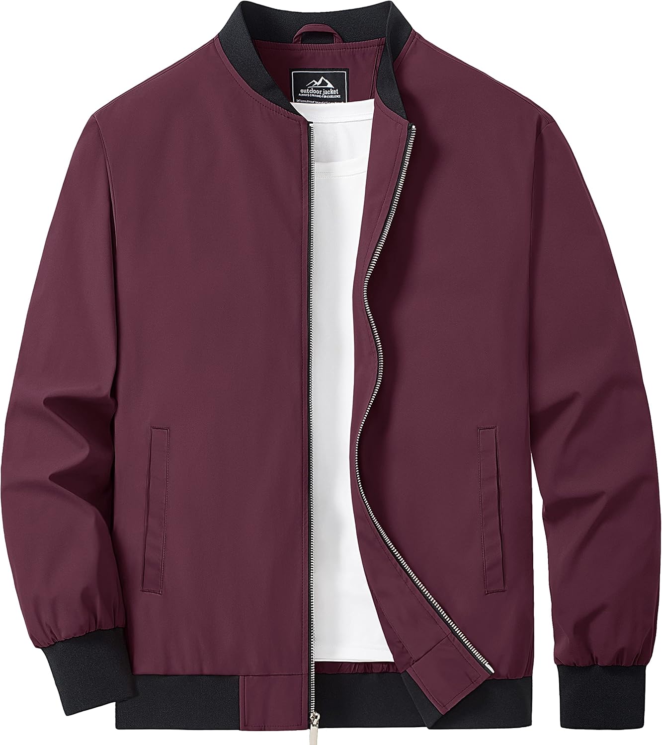 MAGCOMSEN Men's Bomber Jacket Lightweight Casual Zip Up Windbreaker Spring Fall Golf Coat with Pockets