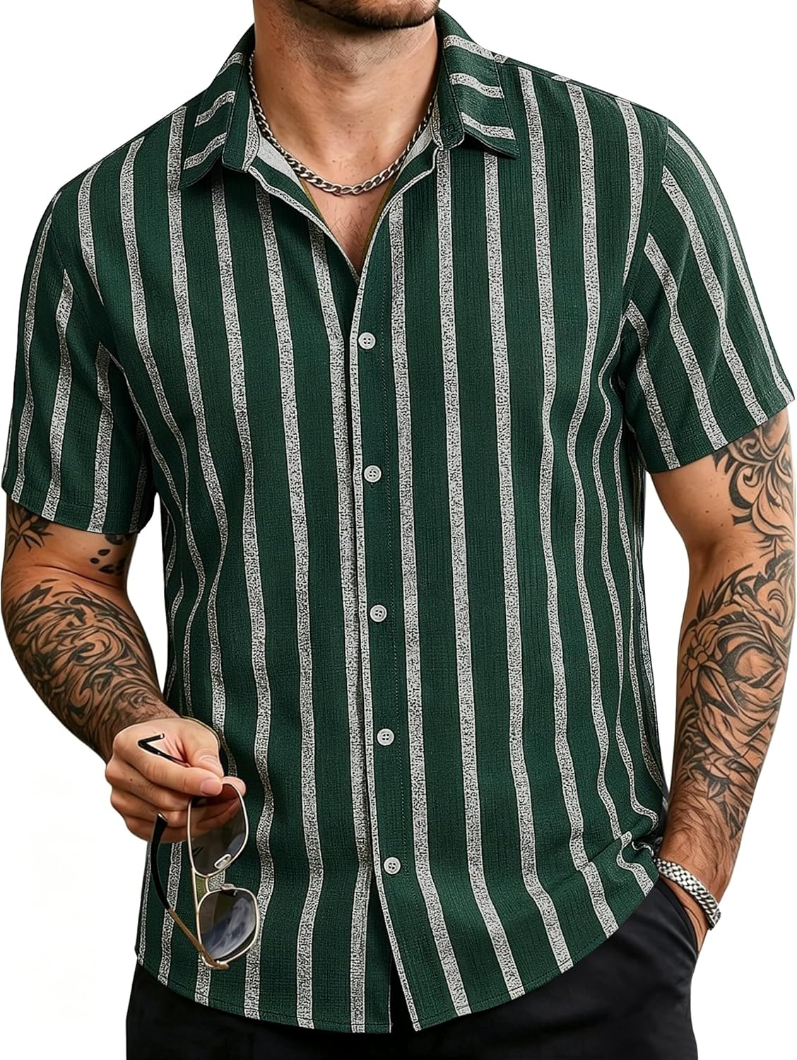 Mens Summer Shirts Short Sleeve Button Down Casual Vintage Beach Shirt for Men