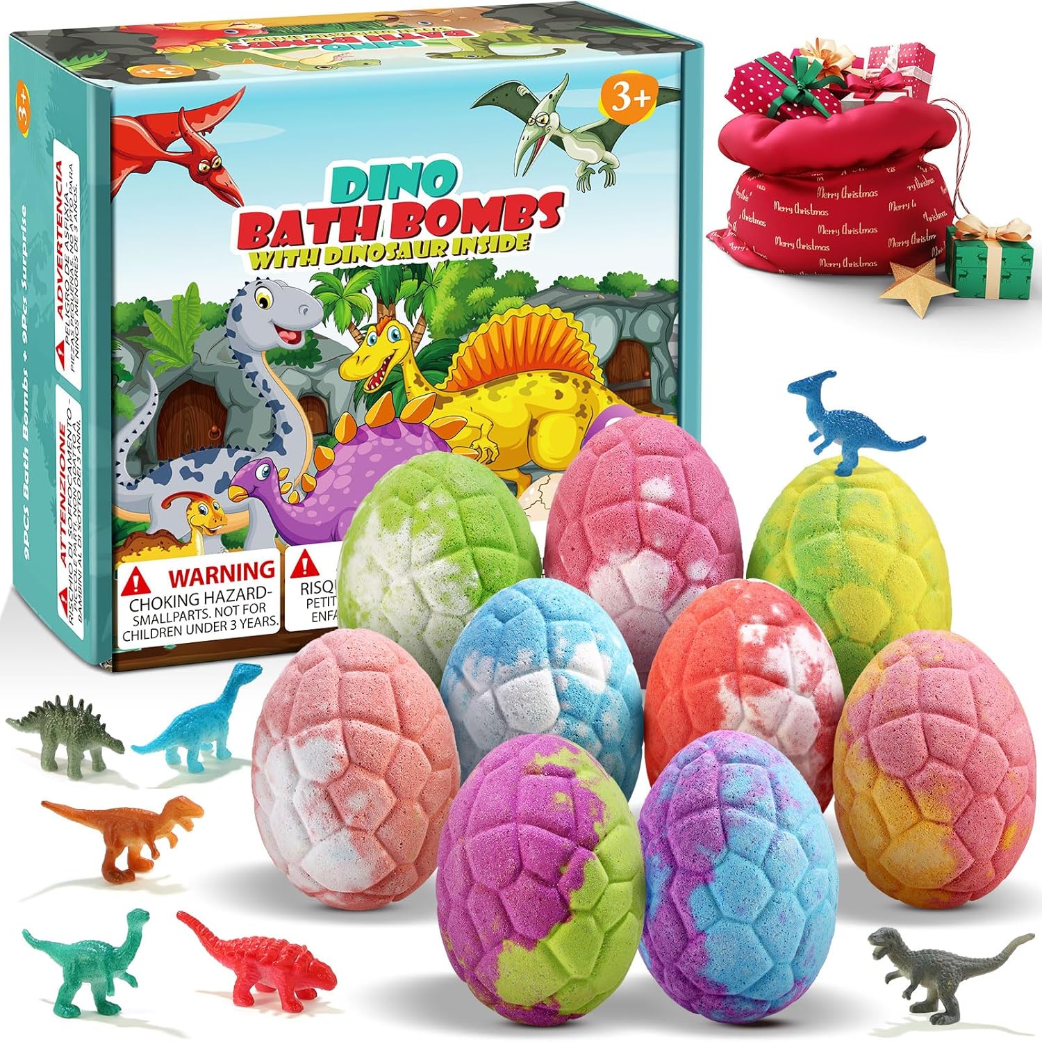 Qivatex Bath Bombs for Kids with Dinosaur Toys Inside, Natural Organic | Fun Bubble Bath Gift Set, Perfect for Fathers Day & Kids Birthday Presents. Gentle Formula for Daily Bath Time