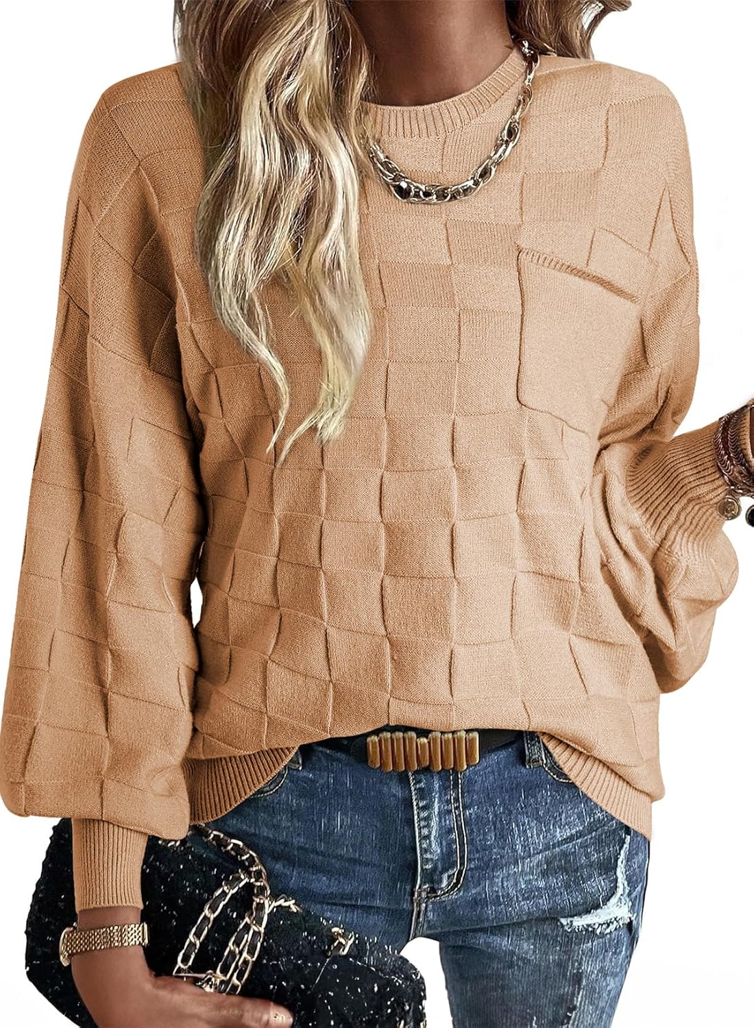 SHEWIN Womens Sweaters 2026 Casual Crewneck Long Sleeve Lightweight Knit Pullover Sweater Tops