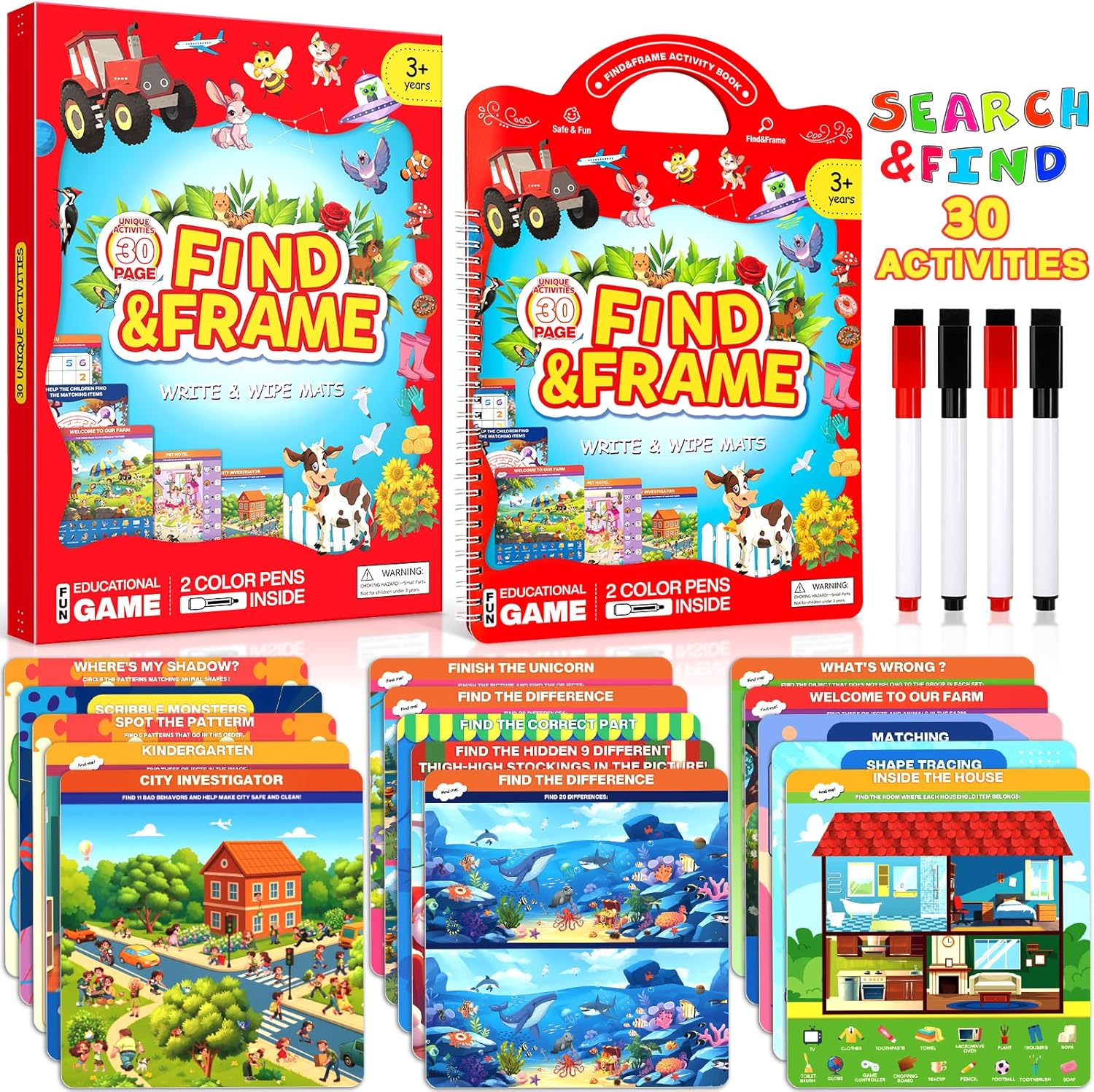 Search and Find Activity Book for Kids Ages 3-5, Preschool Learning Activities, Toddler Toys Travel Games, Kids Busy Book for Car Airplane Road Trip Essentials, Perfect Easter Christmas Birthday Gift