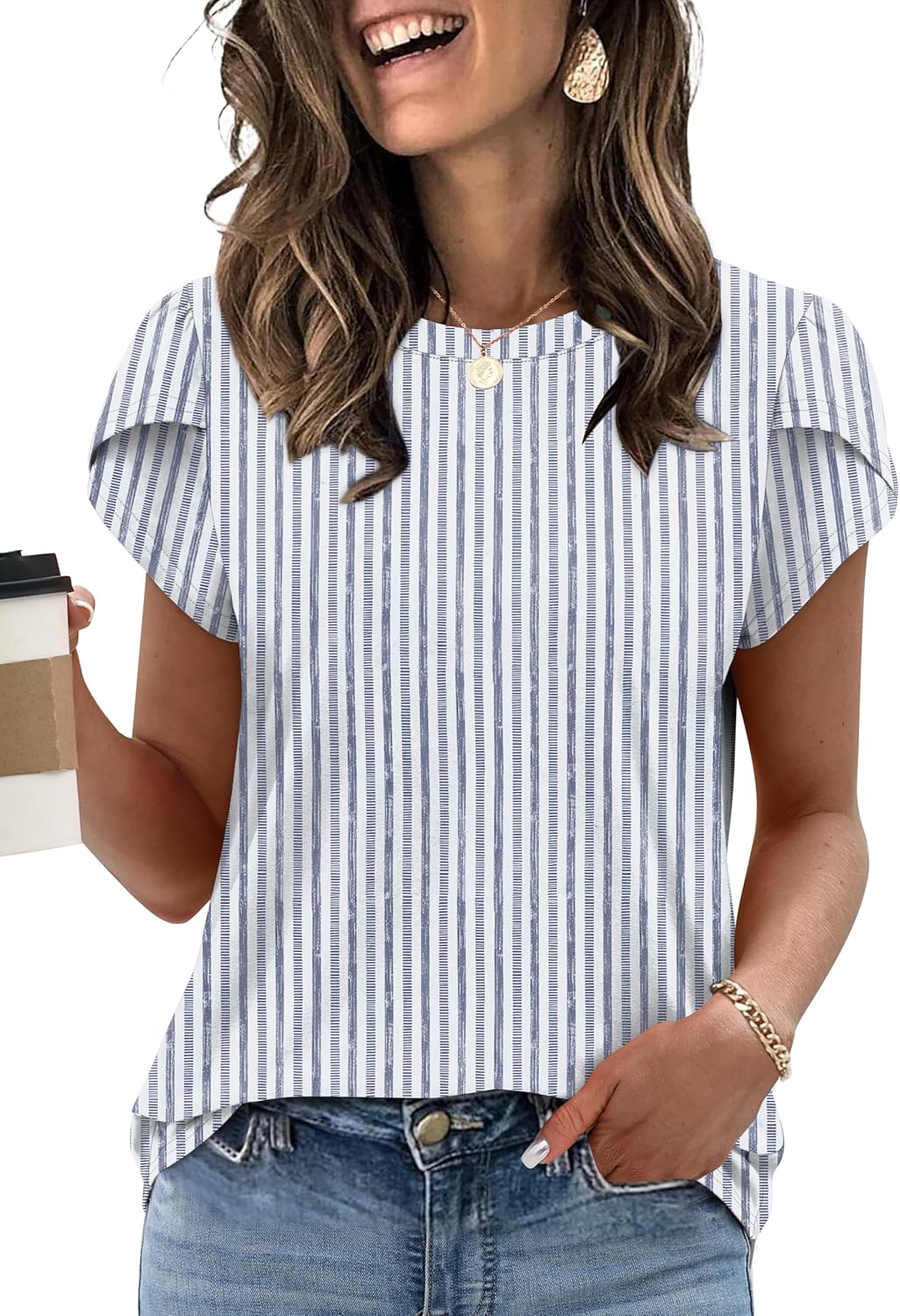 Womens Summer Tops Dressy Casual Blouses Short Sleeve Shirts for Women Business Casual Beach Vacation Outfits