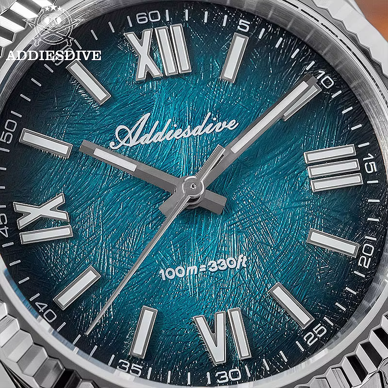 ADDIESDIVE New 36mm Watch for Men AD2512 Luxury Sapphire VH31 Quartz Wristwatch 100m Waterproof Stainless Steel Luminous Watches