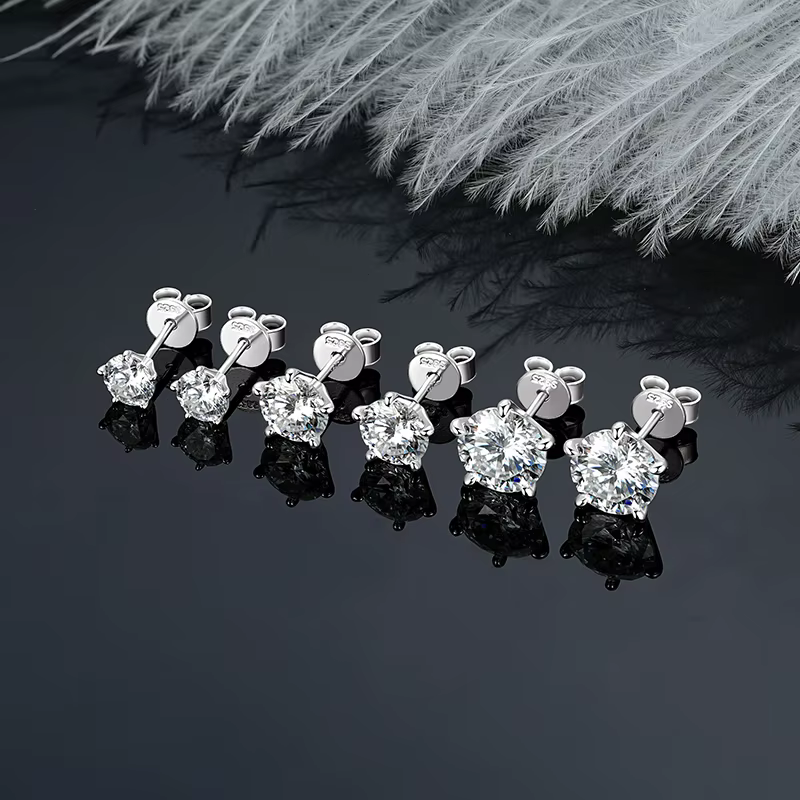 IOGOU 100% 925 Silver 8mm Sparking Stud Earrings 5mm 6.5mm Moissanite For Women Men White Gold Plated 5 Claws Push Back Earrings - AliExpress 36