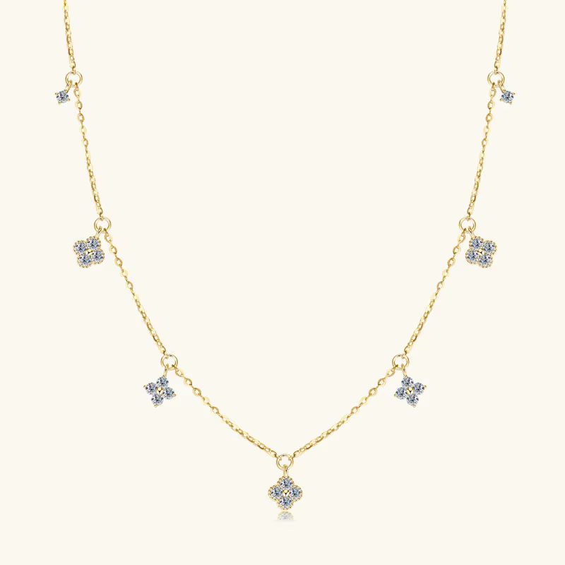 IOGOU 2mm Round VVS1 Moissanite Clover Necklace for Women 925 Sterling Silver Charm Choker Engagement Wedding Jewelry Adjustable - AliExpress 36