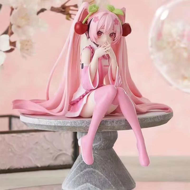 New Hatsune Miku Anime figure Pink dress PVC model action toys Cherry pink cherry blossom decoration collect gifts - AliExpress 26