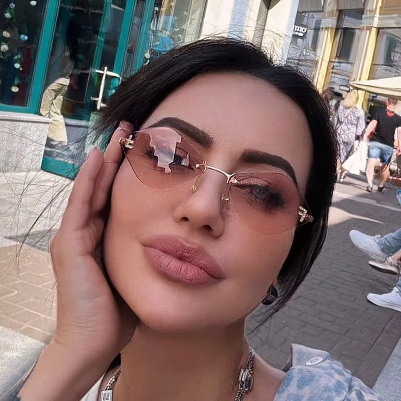 Trendy Rimless Diamond-shaped Sunglasses F Women's Luxury Brand Sun Glasses Ladies Classic Elegant Eyewear Shades