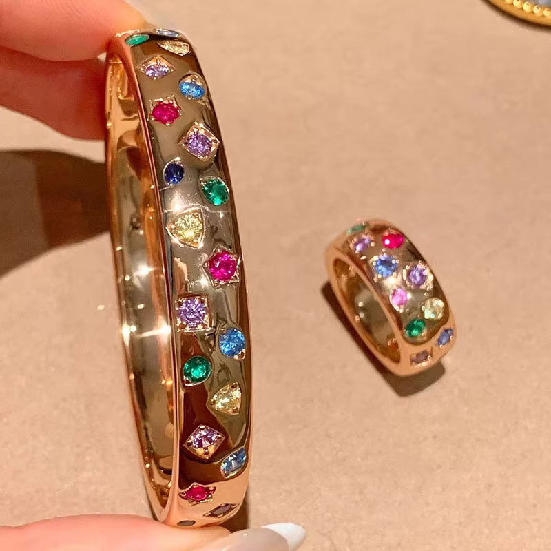 Classical Gloss Wide Inlaid Colorful Sparkling Diamonds Bracelets for women High Grade Vintage Bracelet Banquet Jewelry Gift - AliExpress 36
