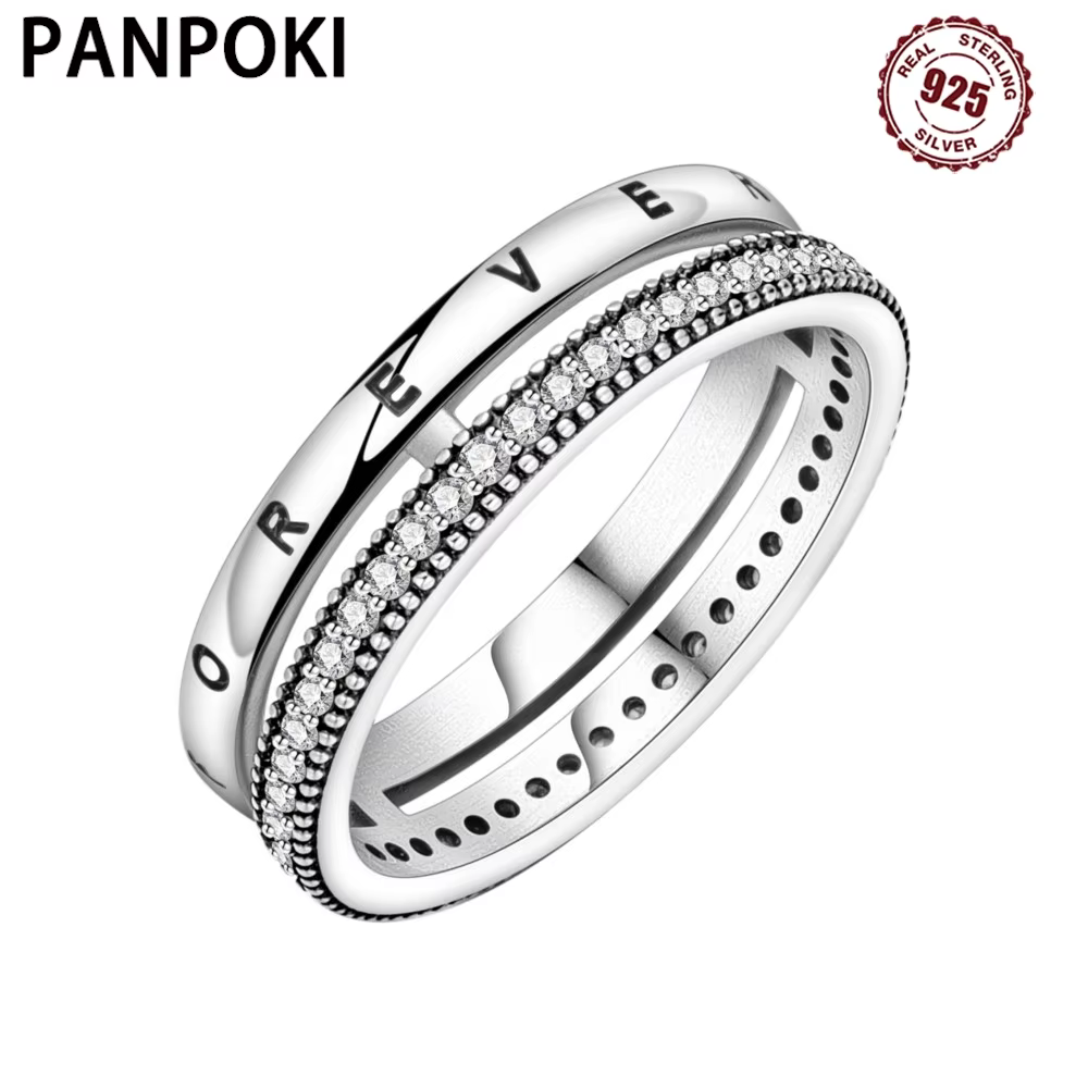 PANPOKI S925 Sterling Silver FOREVER Eternal Ring Closed Ring For Women Original Finger Ring Jewelry Party Fine Trendy Gifts - AliExpress 36
