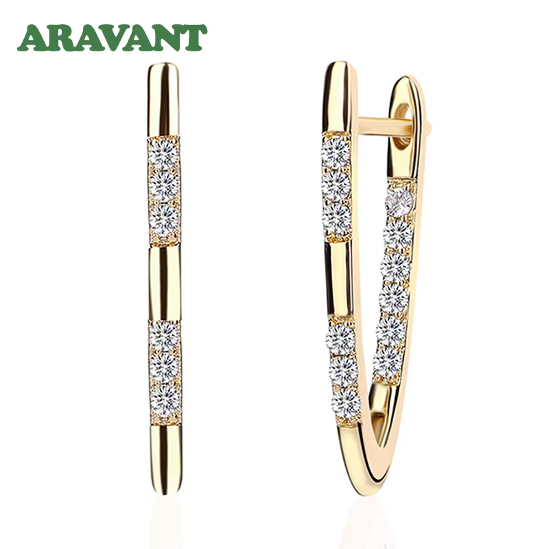 Aravant 925 Silver 18K Gold Cubic Zirconia Hoop Earrings For Women Fashion Jewelry - AliExpress 36