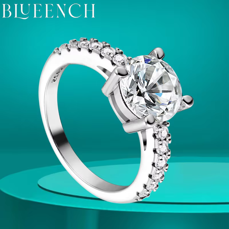 BLUEENCH D VVS1 Moissanite Rings for women Sparkling Diamond Bridal Sets with GRA s925 Sterling Sliver Plated 18k Eternity Band - AliExpress 36