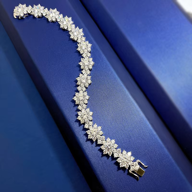 Metis D Color VVS1 Moissanite Bracelet For Women 925 Sterling Silver Diamond Sunflower Bangle Wedding Bridal Luxury Hand Jewelry