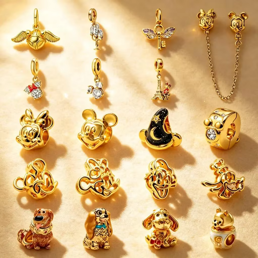Hot Sale Gold Plated Original Charms Mickey Mouse Safety Chain Pet Dog Beads Fit Bracelets Accessories DIY Women Jewelry Gifts - AliExpress 36