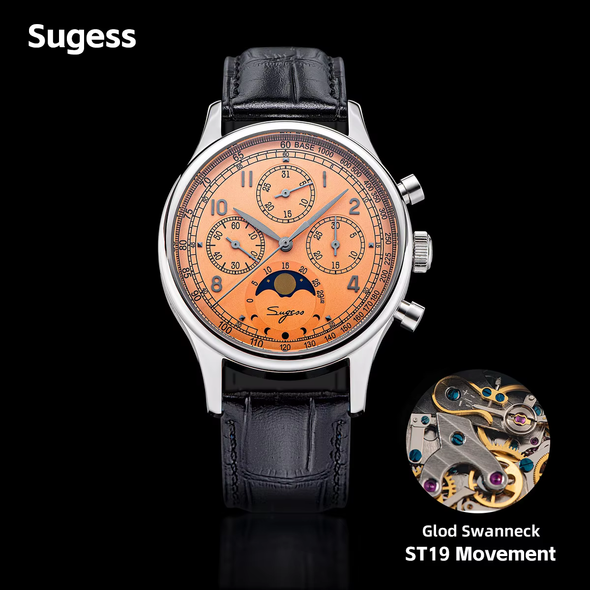 Sugess Watch of Men Chronograph Tianjin ST1908 Swanneck Movement Moonphase Business Mechanical Wristwatches Sapphire 2023 New - AliExpress