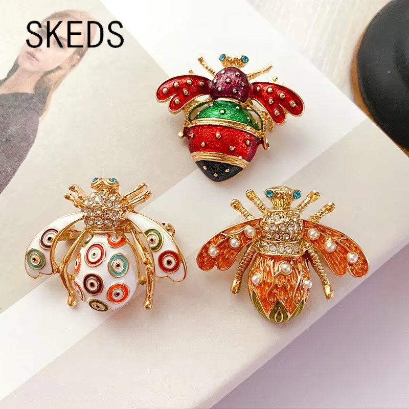 SKEDS Luxury Vintage Women Crystal Cute Enamel Bee Brooches Pins Baroque Pearl Insect Jewelry Brooch For Lady Badges Lapel Pins - AliExpress 36