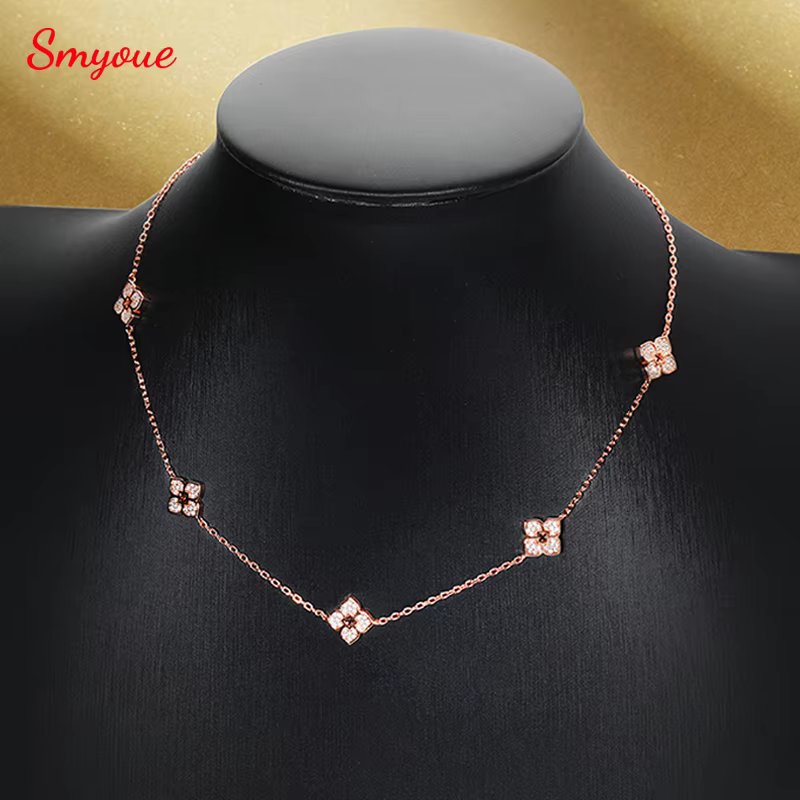 Smyoue 18k Plated Flower Moissanite Choker Necklace for Women Girls Neck Chain Sparkling 925 Sterling Silver Jewelry Pendant - AliExpress 36