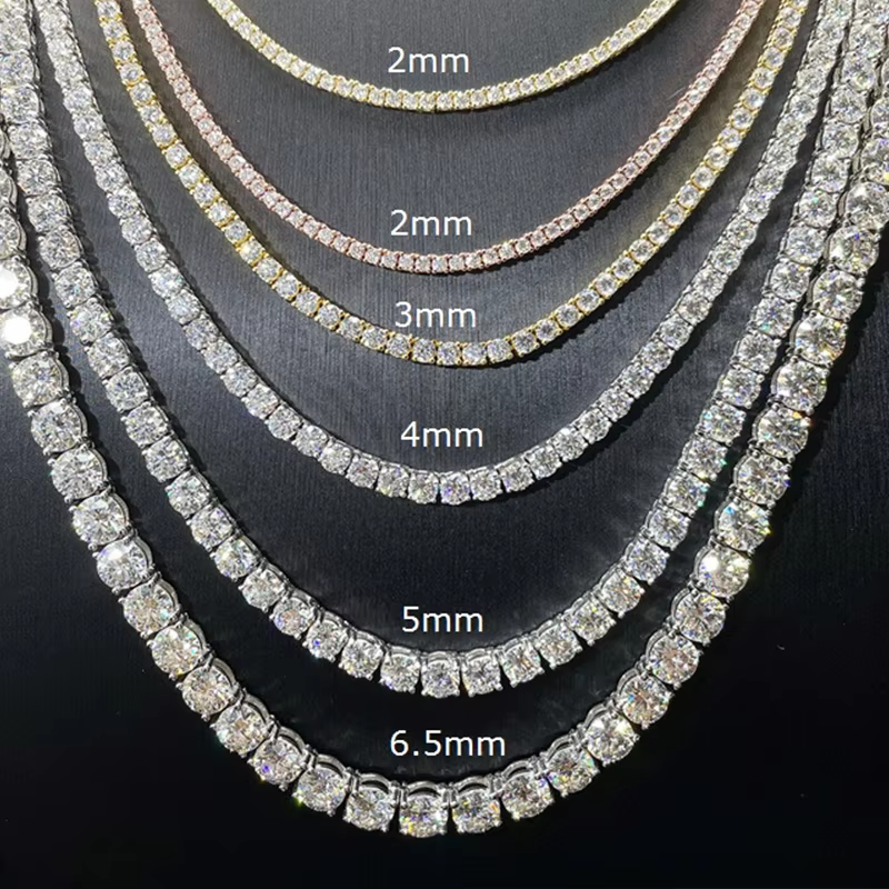 2-6.5mm Men Women Moissanite Tennis Chain Rose Yellow Moissanite Tennis Bracelet s925 Silver Tennis Chain For Women Men - AliExpress 36