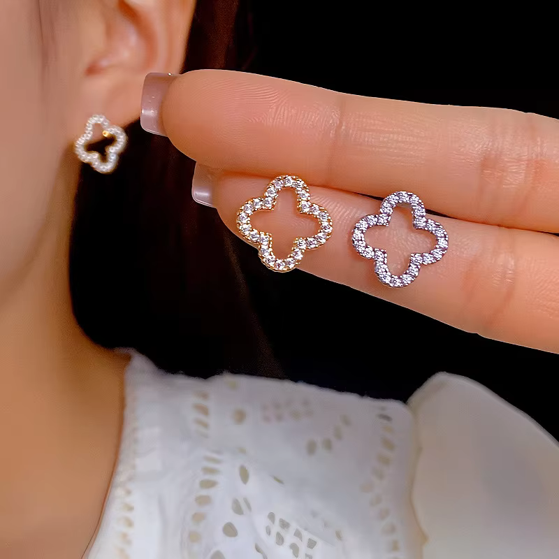 New Simple Hollow Four Leaf Clover Earrings for Women 2025 Trend Jewelry Gift for Her - AliExpress 36