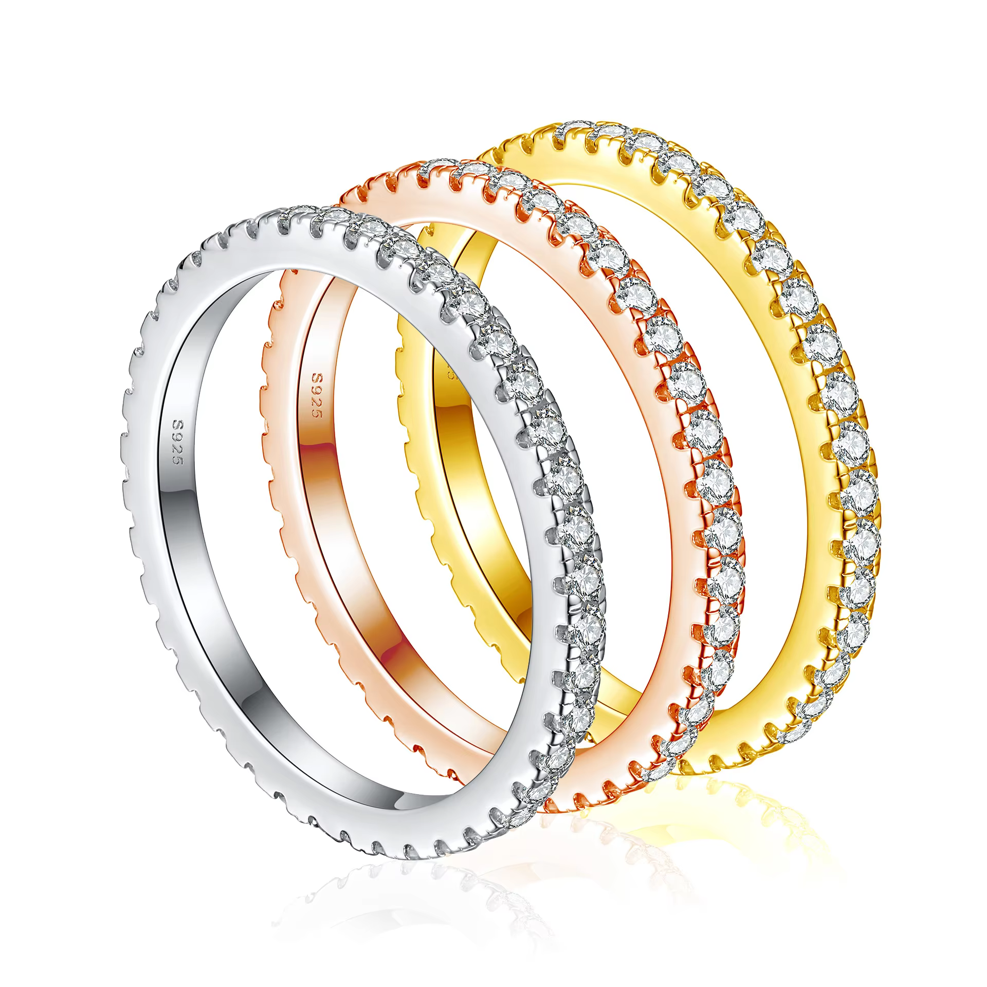 925 Sterling Silver Full 1.5mm Moissanite Ring Classics for Women Wedding Jewelry Engagement Imitation Diamond Fashion Gifts