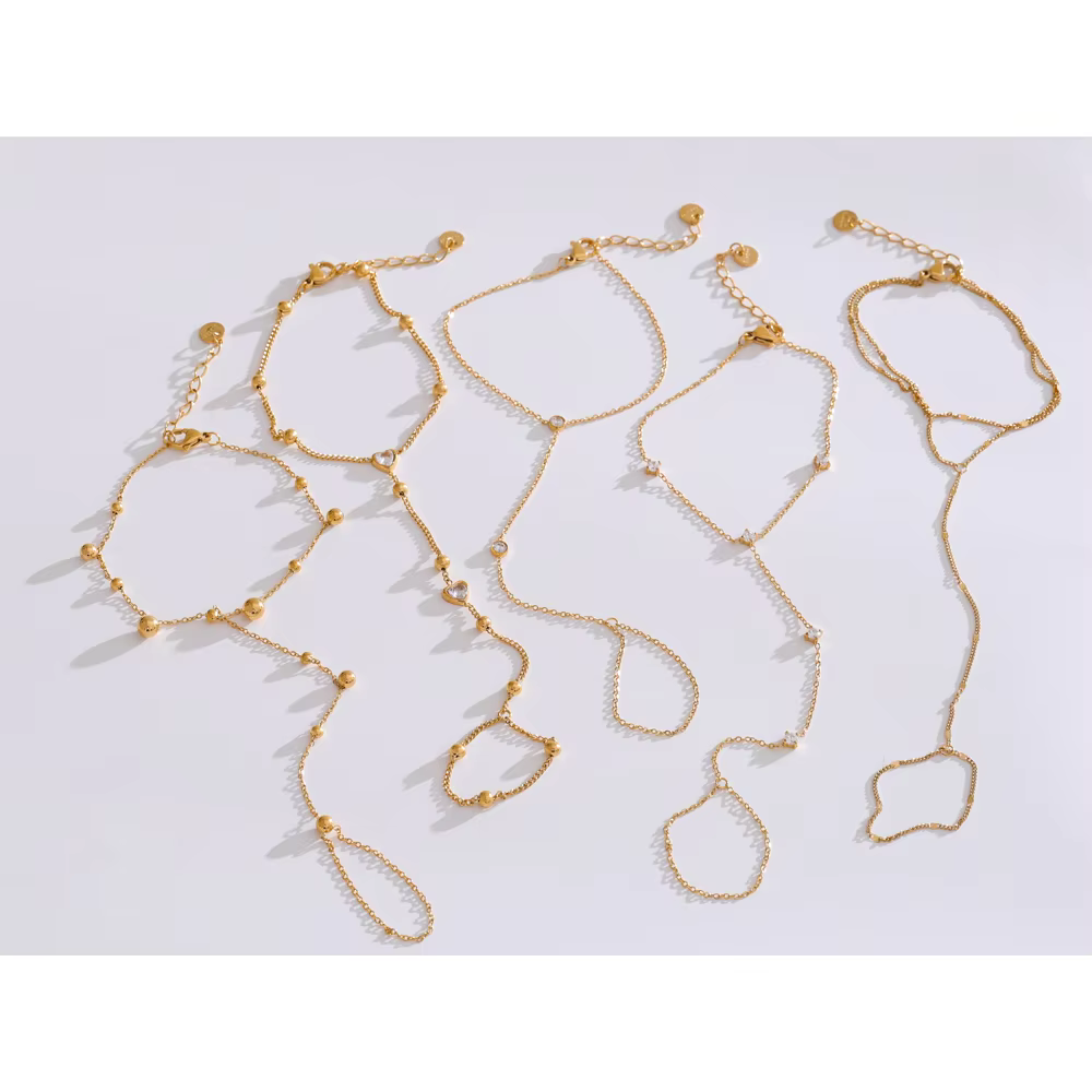 Yhpup Trendy Stainless Steel Zircon Beads Back of Hand Chain Finger Bracelet Fashion Chic Sexy Jewelry Waterproof Wholesale Gift - AliExpress 36