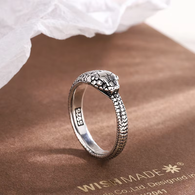 New in 925 Sterling Silver Snake Adjustable Rings For Women Wedding Engagement Luxury Jewelry Wholesale Accessories Jewellery