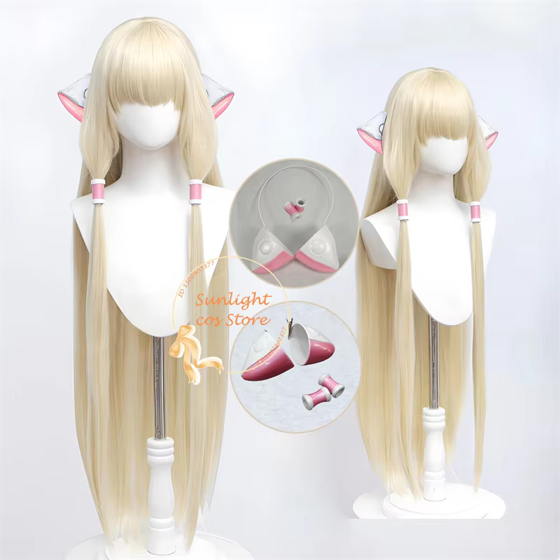Anime Chobits Chi Cosplay Wig 130cm Golden Chii Cosplay Anime Cosplay Wig Heat Resistant Synthetic Hair Halloween + Wig Cap - AliExpress 200000532