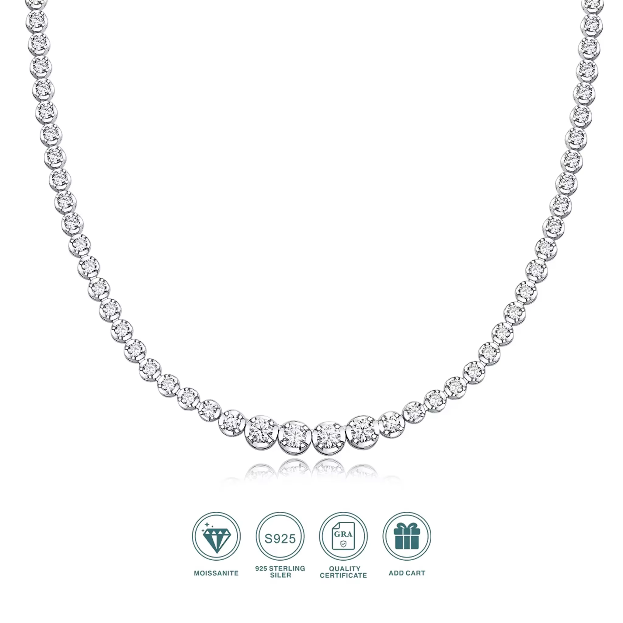 LYEE CYEE 925 silver moissanite necklace 4mm casual fashion light luxury women's senior gift with certificate authentication