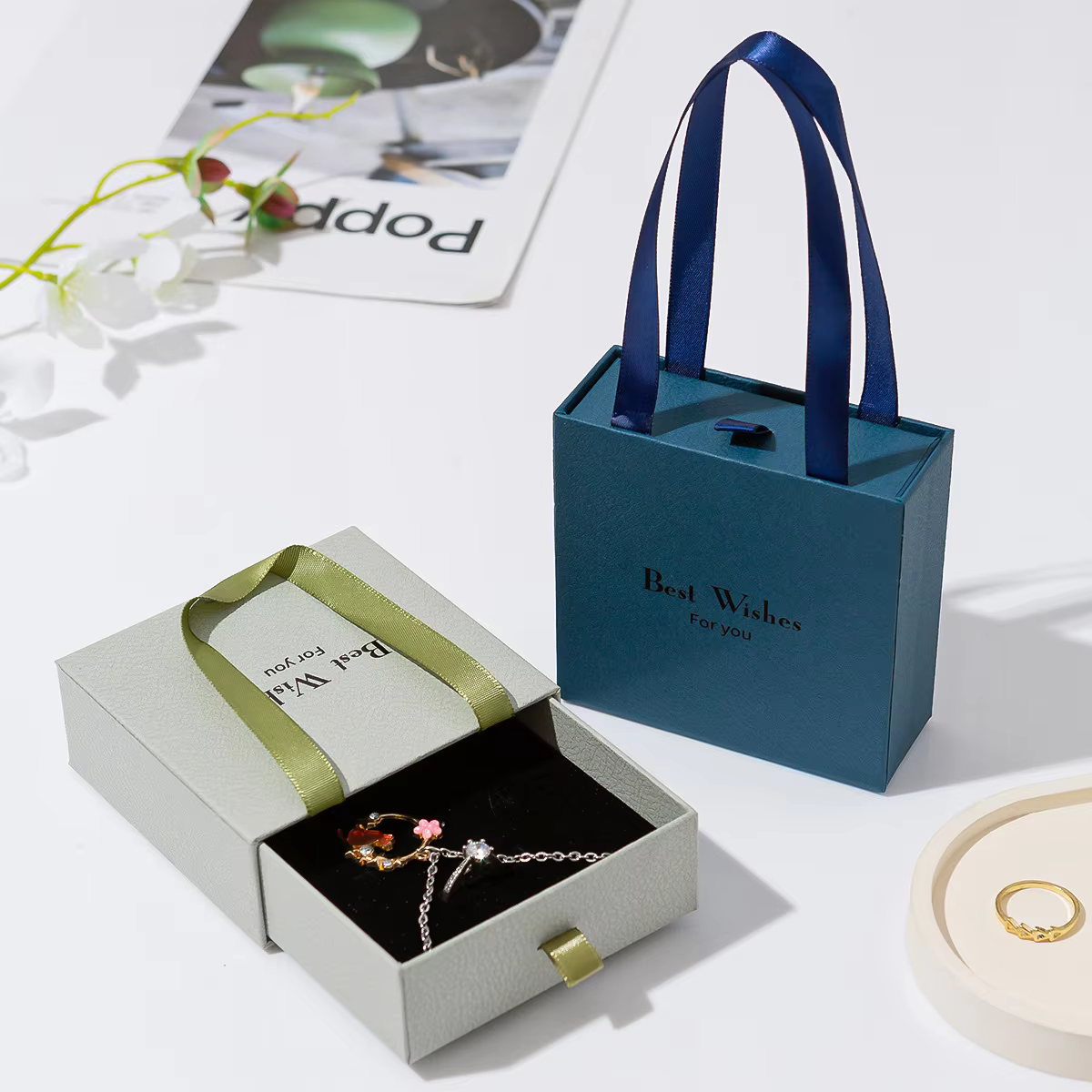 Handheld Jewelry Box Paper Pull-Out Drawer Jewelry Case Travel  Portable Ring Earrings Necklace Gifts Packageing Storage Boxes - AliExpress 36