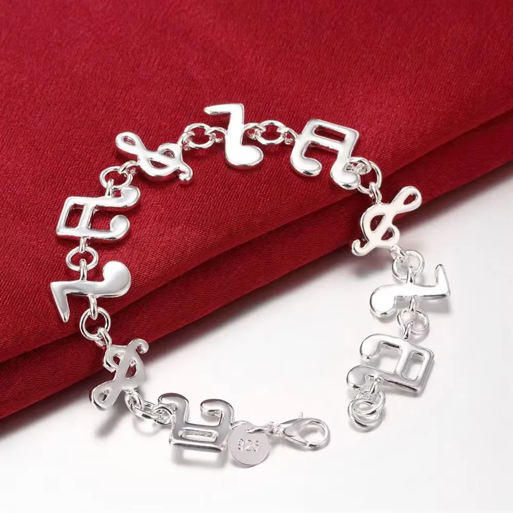 Factory direct fashion 925 Sterling Silver Bracelet for woman Music notation chain fine Luxury jewelry Wedding party gifts
