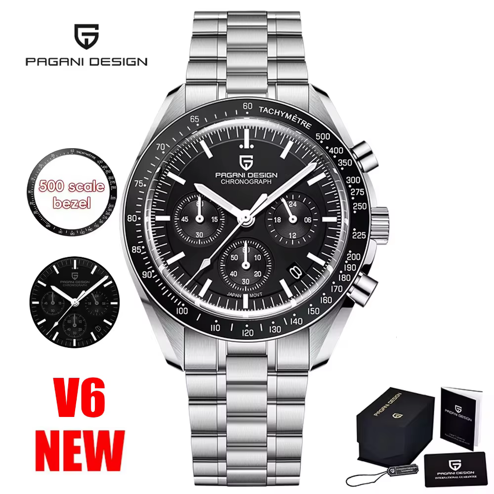 2026 New PAGANI DESIGN V5 Moon Men's Watches Top Luxury Quartz Watch For Men Chronograph Waterproof Sport Stainless Steel Clock