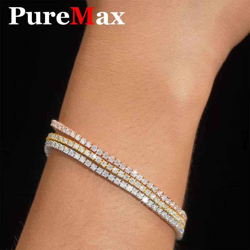 New 2&3&4mm Moisssanite Tennis Bracelet Original 925 Sterling Silver Jewelry Moisssanite Diamond Tennis Chain for Women & Men - AliExpress 36