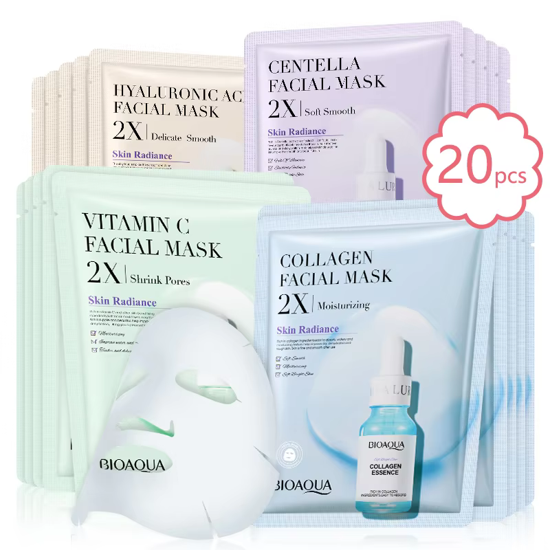 20pcs BIOAQUA Centella Collagen Face Mask VC Moisturizing Refreshing Sheet Masks Hyaluronic Acid  Facial Mask Skin Care Products - AliExpress 66