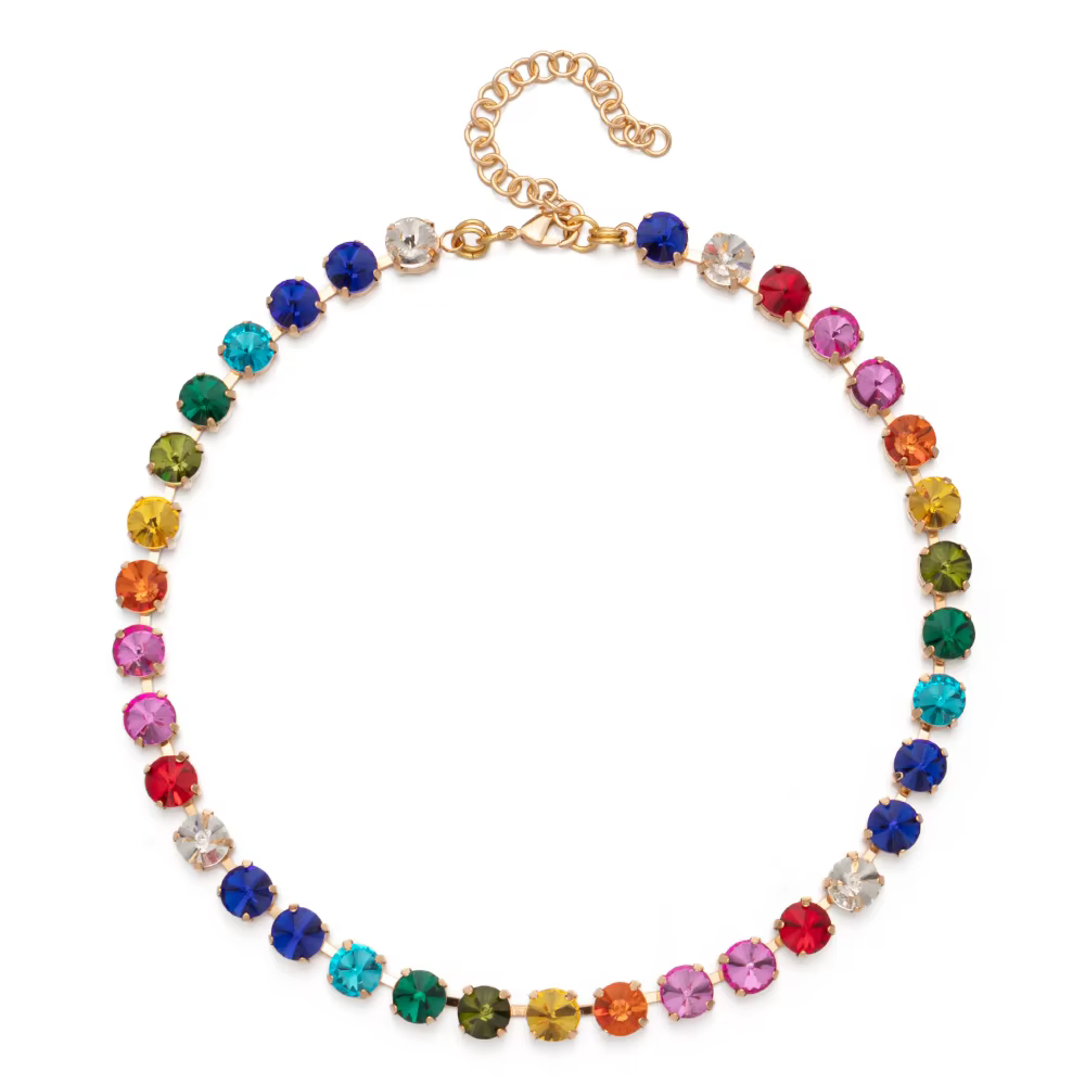 8mm Crystal Colorful Claw Setting Necklace For Women Winter Sweater Choker Accessory Diiamond Jewelry