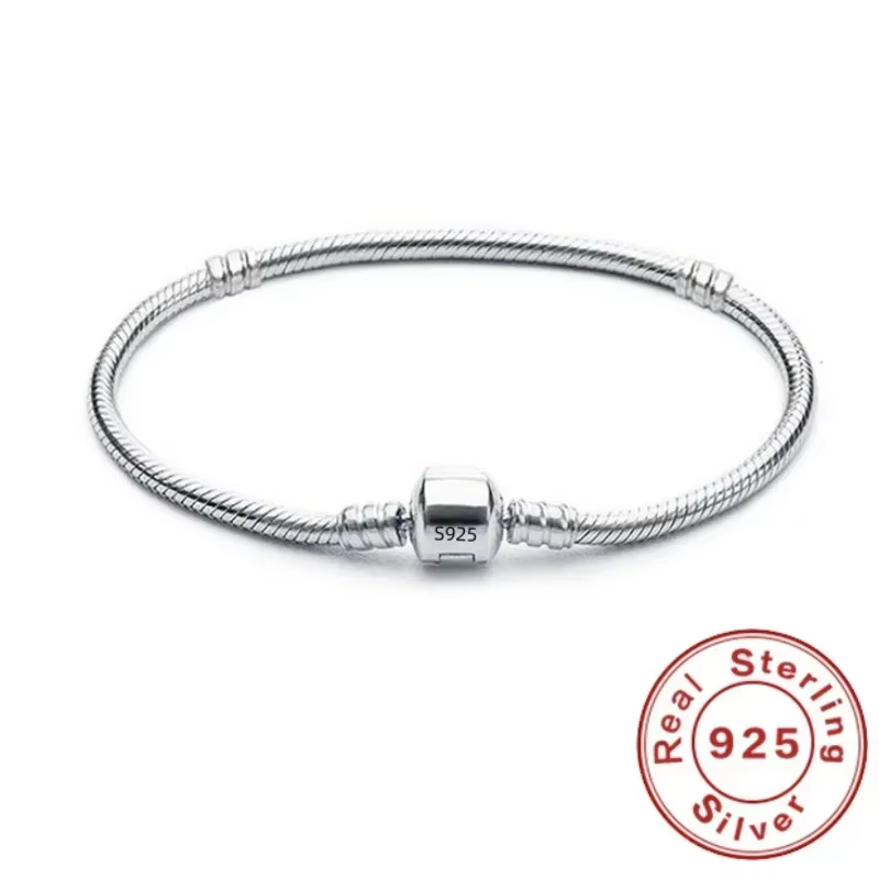 New 925 Sterling Silver Snake Chain DIY Charm Bracelet for Women Gift Jewelry with Bracelets for Women браслет серебряный - AliExpress 36