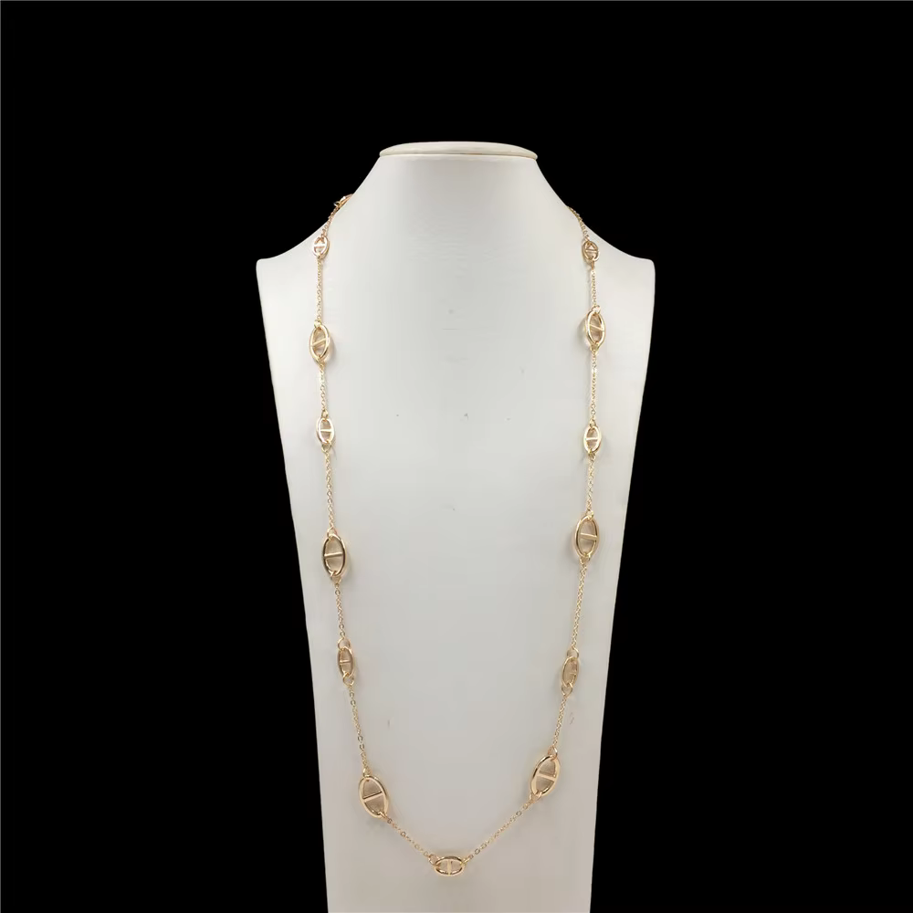 High Quality  Sweater Necklace Gold Color Long Chain Fashion Necklace for Women Party Jewelry