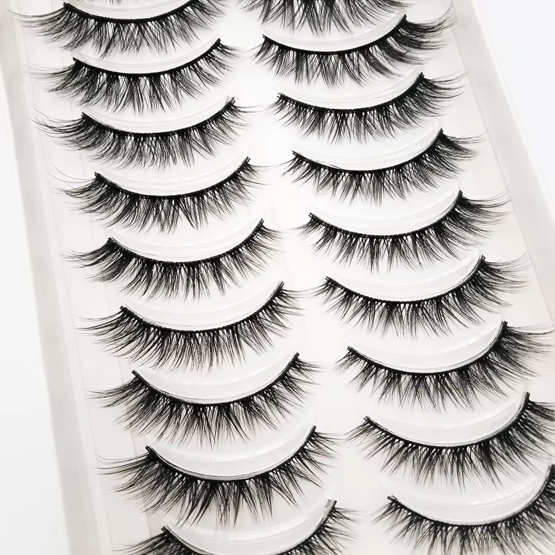 NEW 10 pairs fluffy faux mink eyelashes natural long false eyelash extension handmade volume 3d lashes makeup faux cils cilios - AliExpress 66